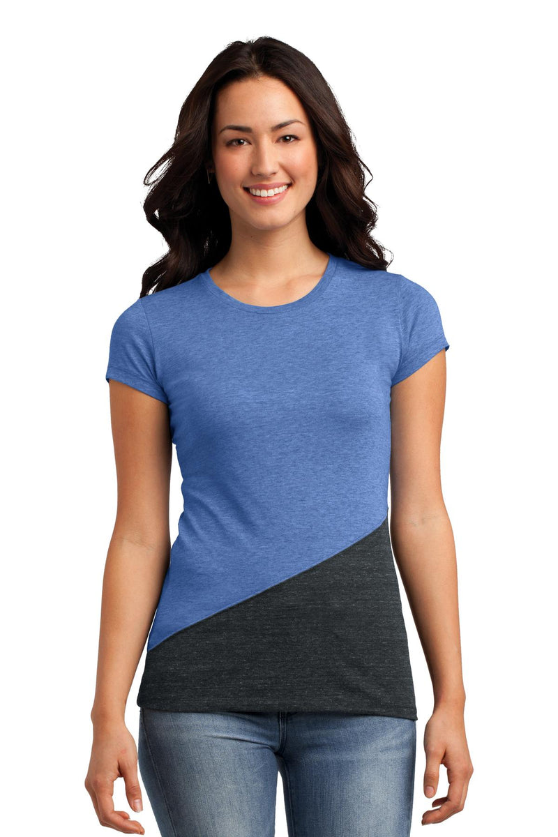 District Juniors Tri-Blend Pieced Crewneck Tee. DT243