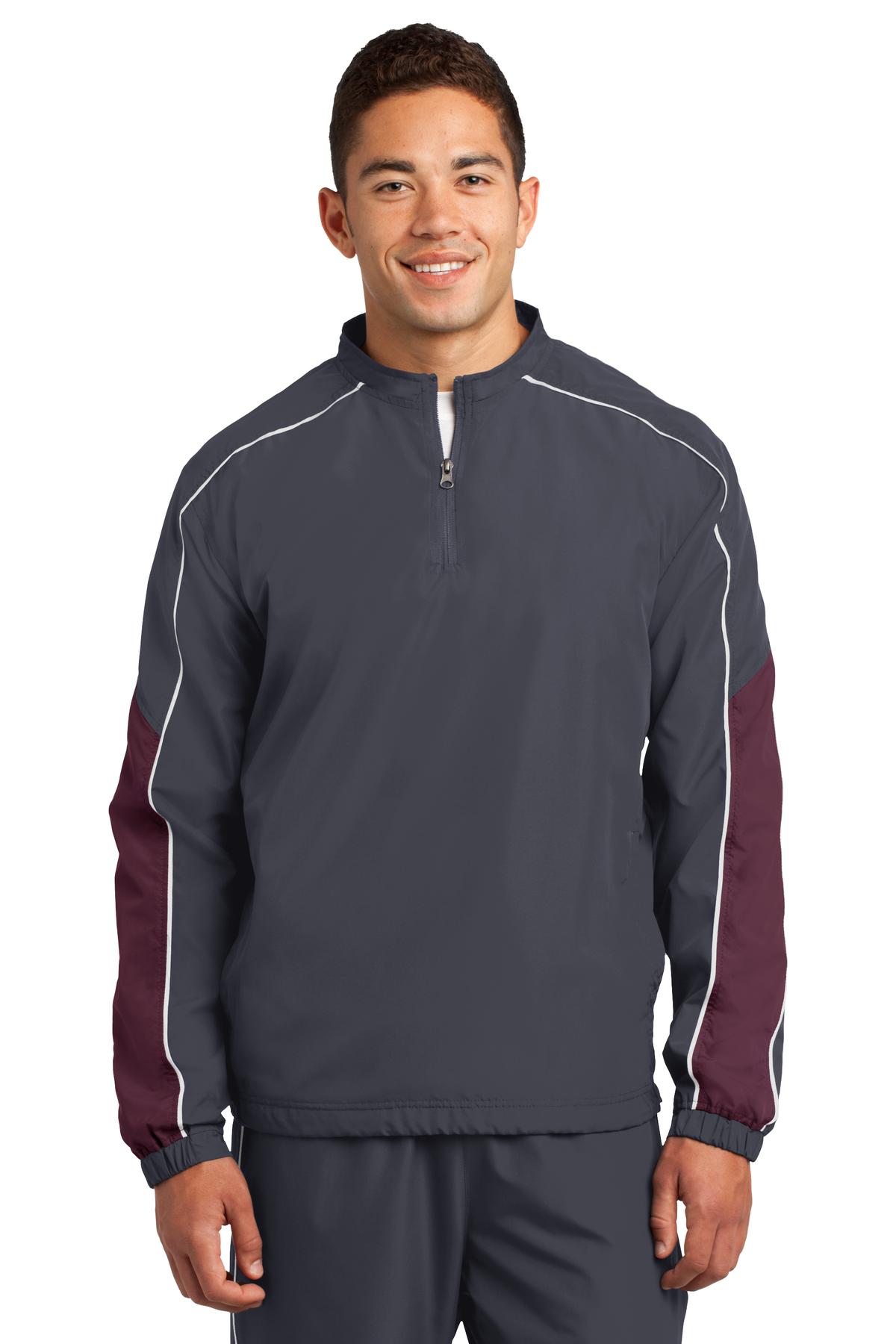 Sport-Tek Men's Piped Colorblock 1/4-Zip Wind Shirt. JST64