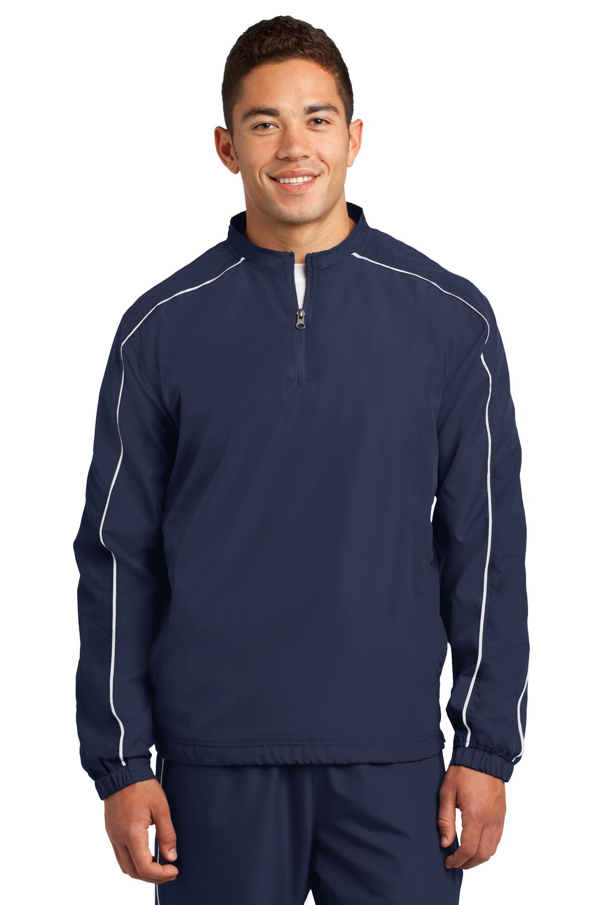 Sport-Tek Men's Piped Colorblock 1/4-Zip Wind Shirt. JST64