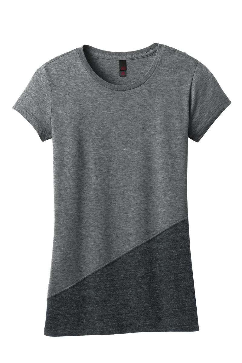 District Juniors Tri-Blend Pieced Crewneck Tee. DT243