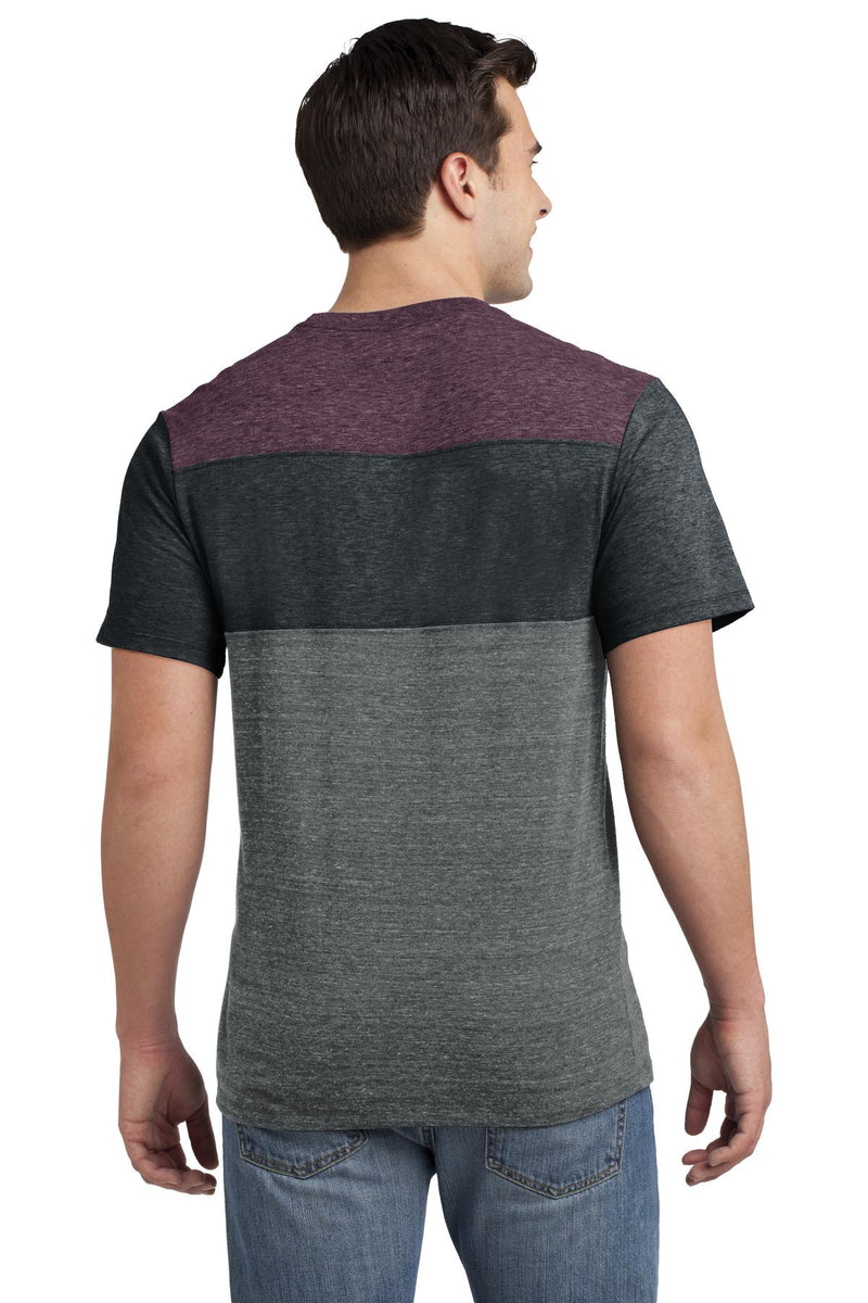 District Young Mens Tri-Blend Pieced Crewneck Tee. DT143