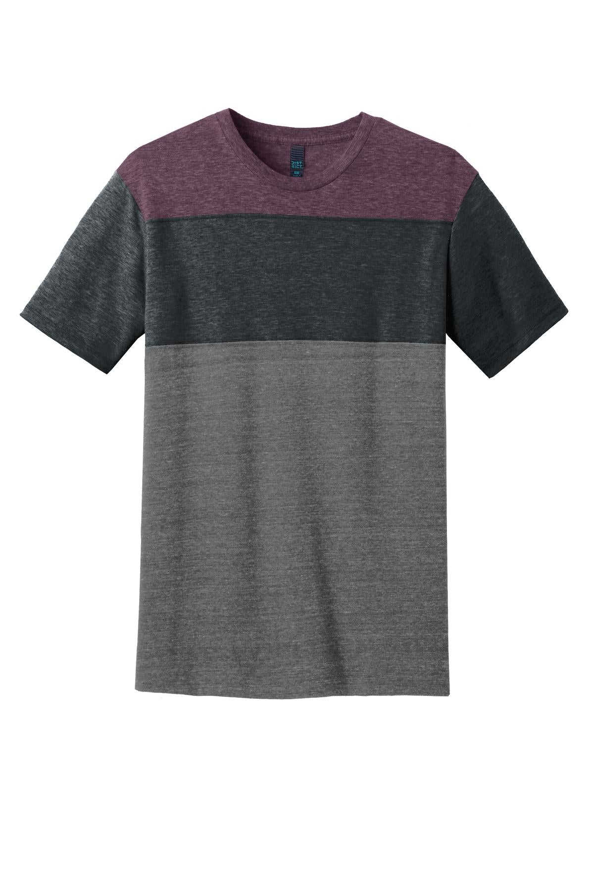 District Young Mens Tri-Blend Pieced Crewneck Tee. DT143 District