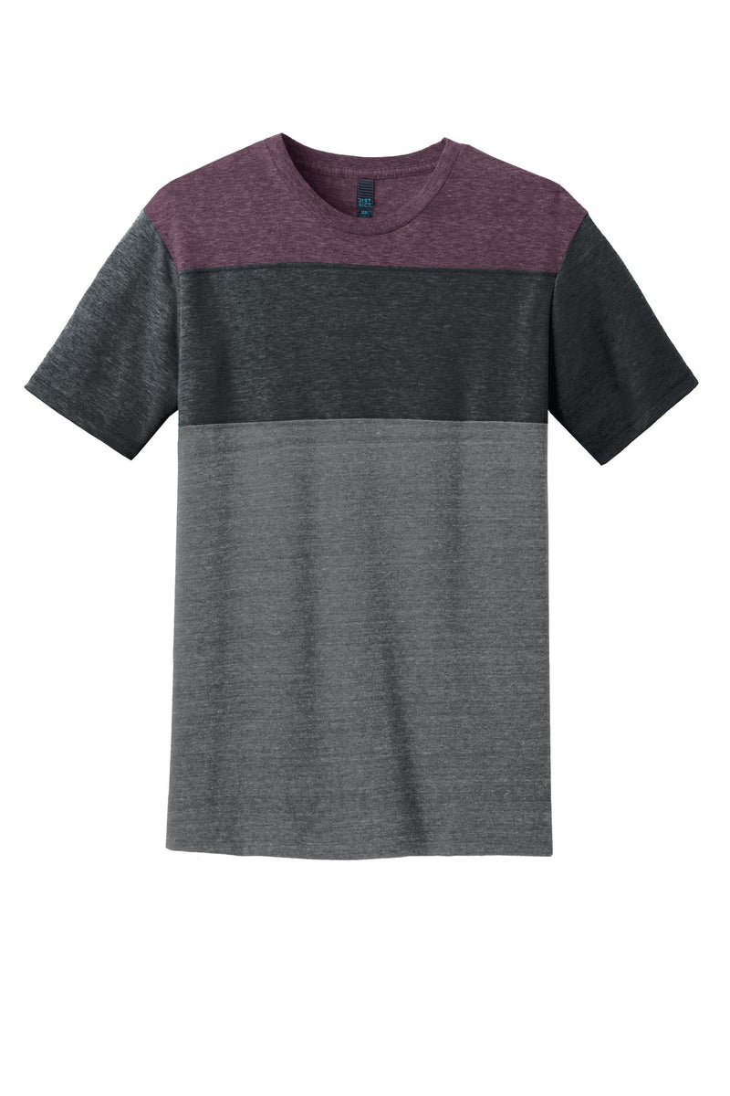 District Young Mens Tri-Blend Pieced Crewneck Tee. DT143