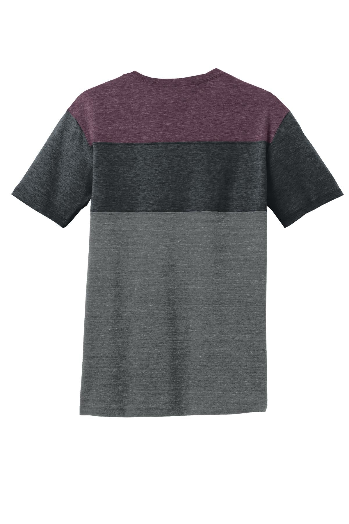 District Young Mens Tri-Blend Pieced Crewneck Tee. DT143 District