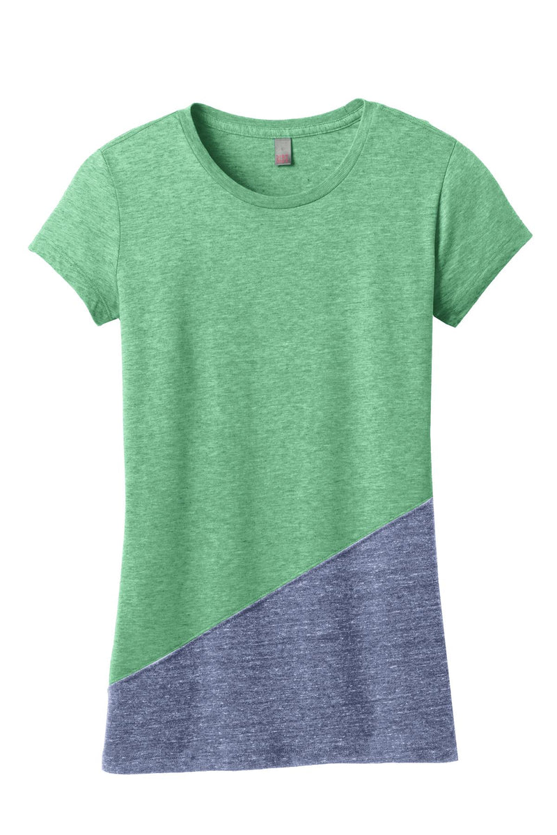 District Juniors Tri-Blend Pieced Crewneck Tee. DT243