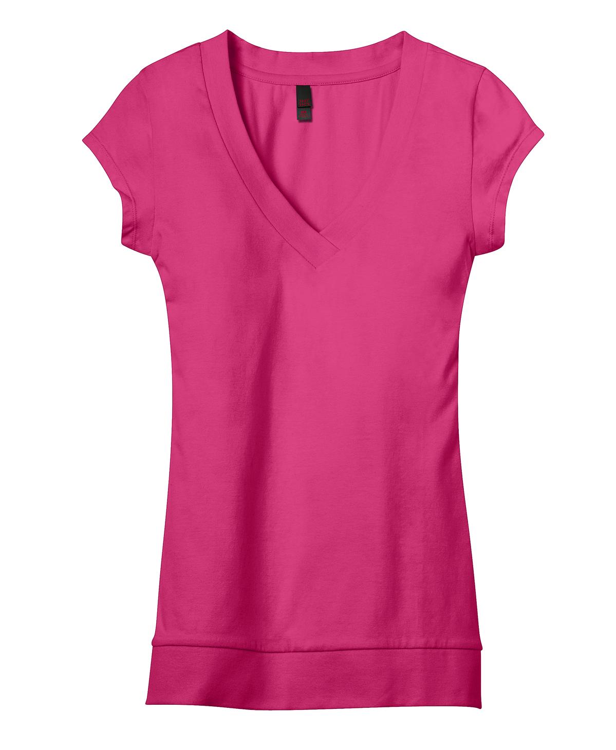 District - Juniors Cotton/Spandex Banded V-Neck Tee. DT247 District
