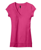 District - Juniors Cotton/Spandex Banded V-Neck Tee. DT247 District