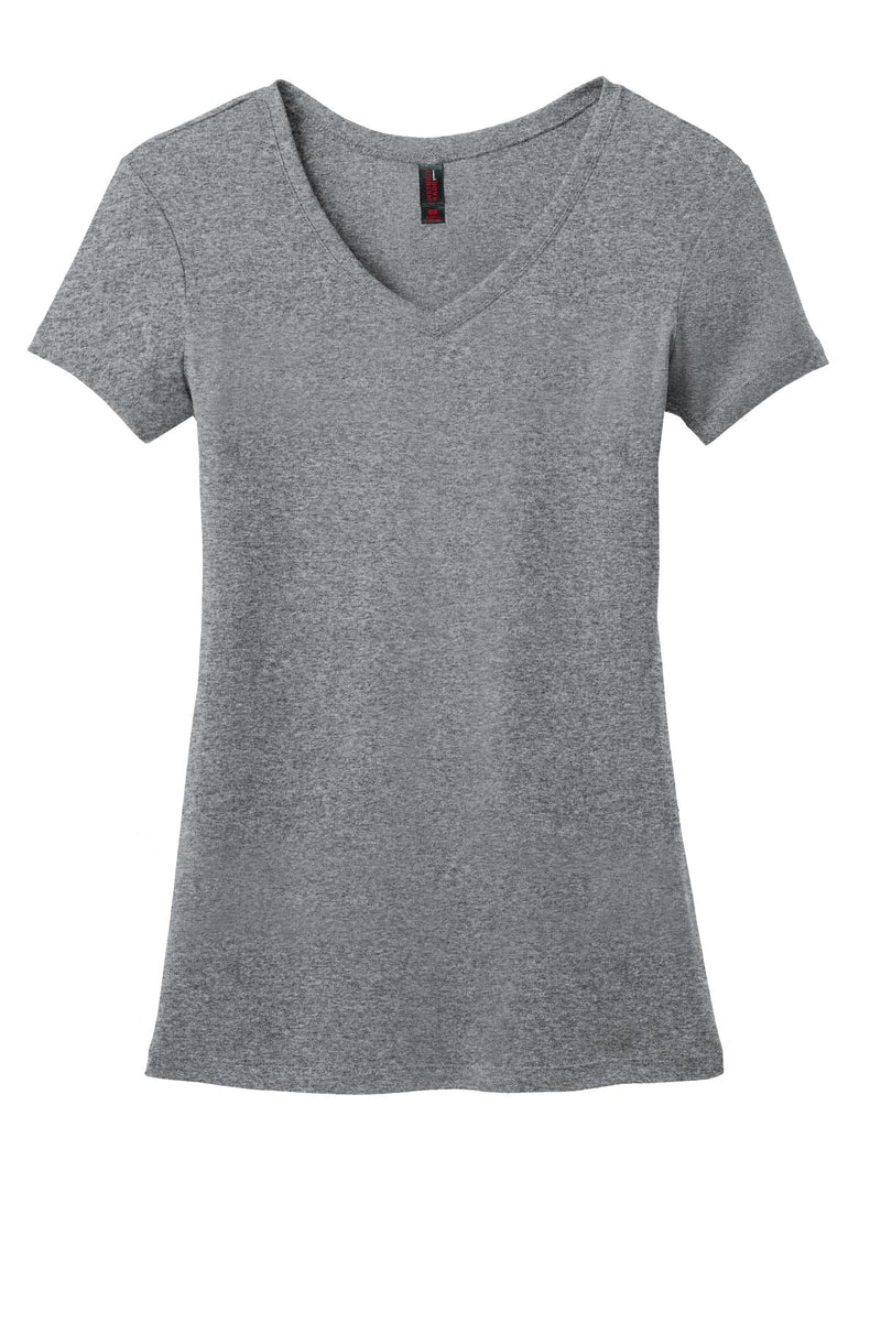 District Made Ladies Mini Rib V-Neck Tee. DM401