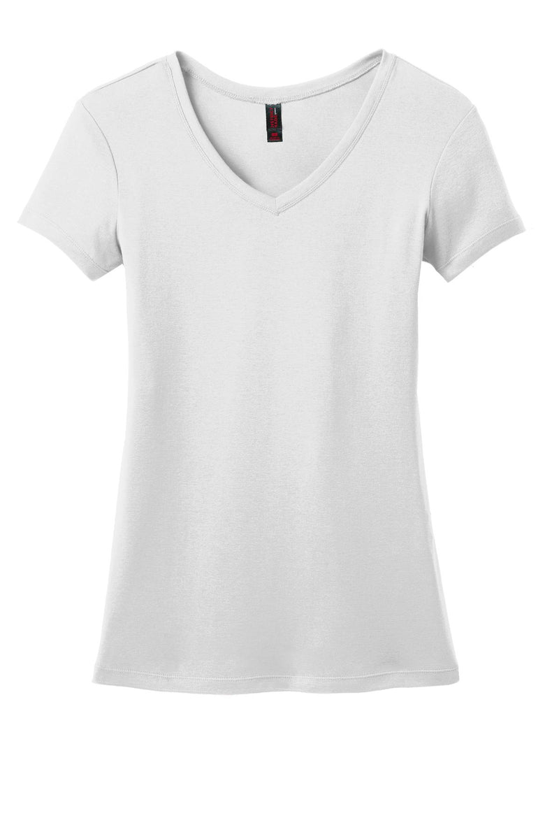 District Made Ladies Mini Rib V-Neck Tee. DM401