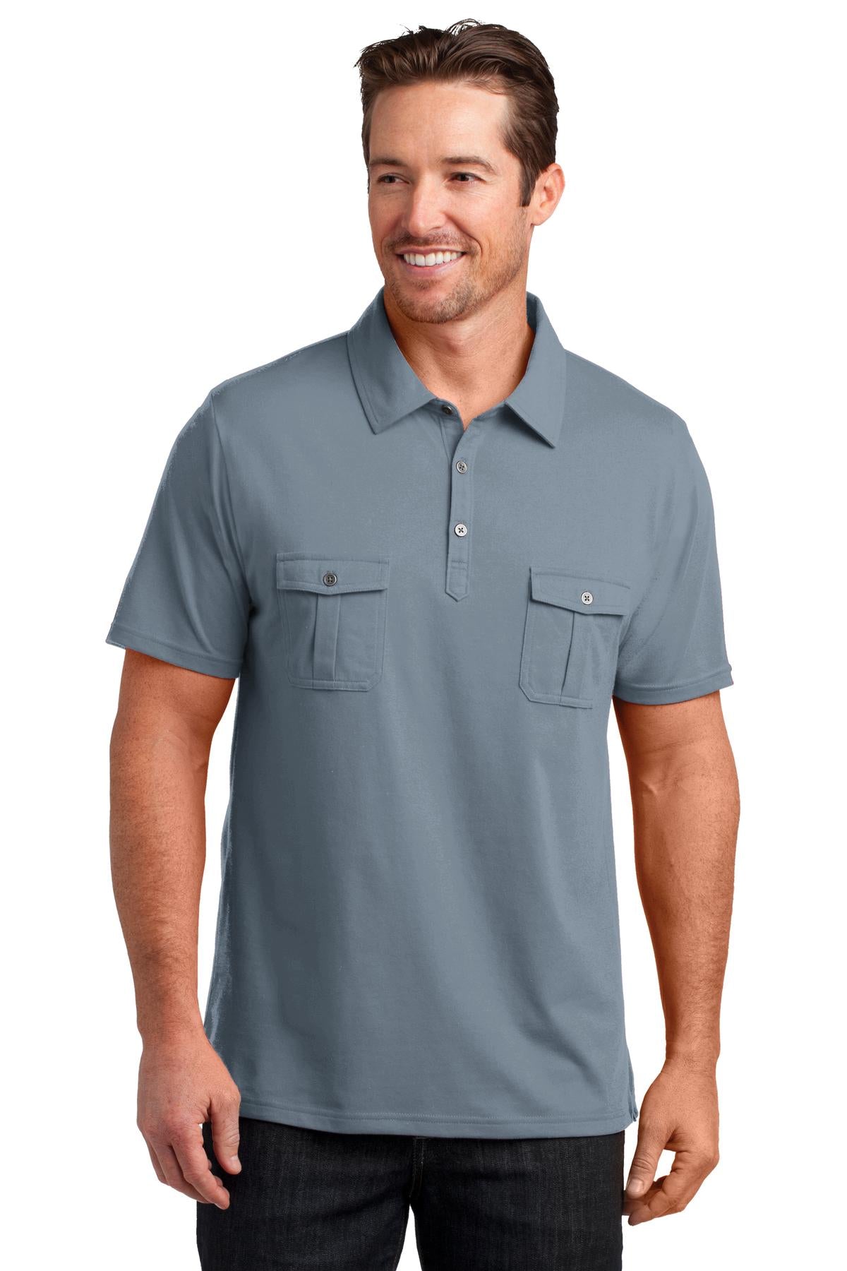 District Made Men's Double Pocket Polo. DM333 District