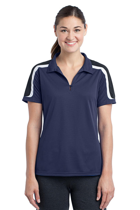 Sport-Tek Women's Tricolor Shoulder Micropique Sport-Wick Polo LST658 Womens Apparel Shirts & Tops