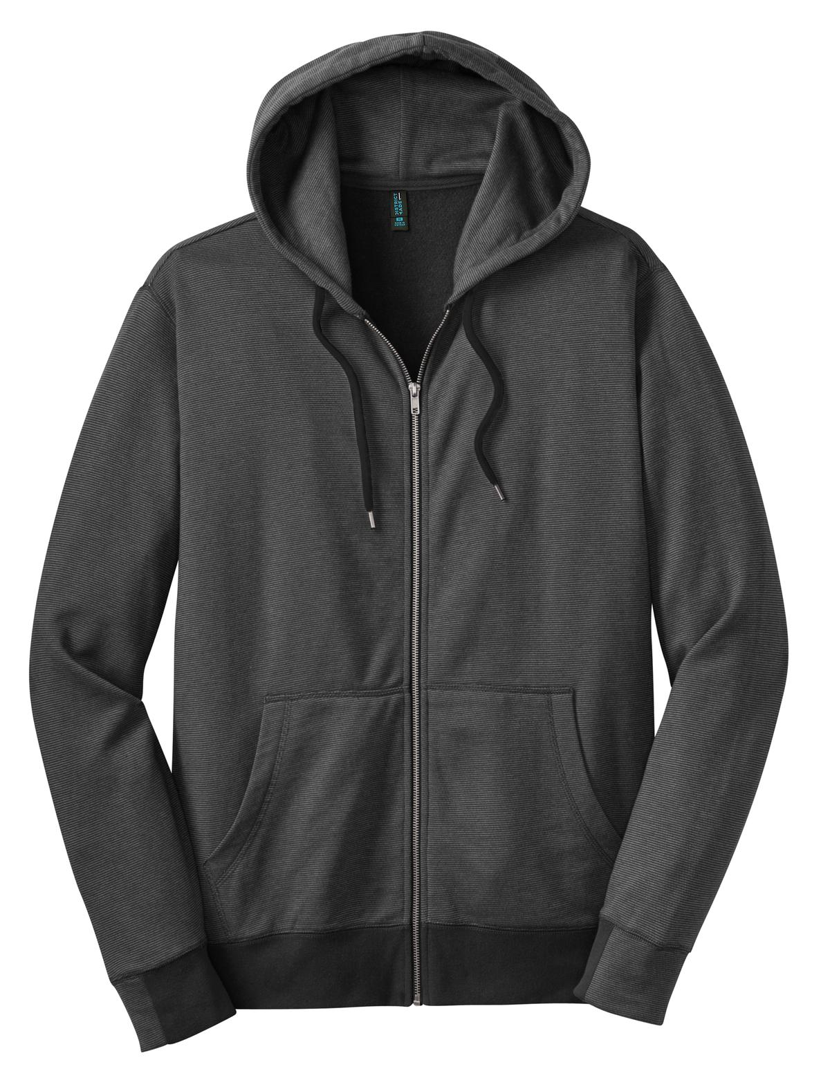 District Made - Men's Mini Stripe Full-Zip Hoodie. DM390 District