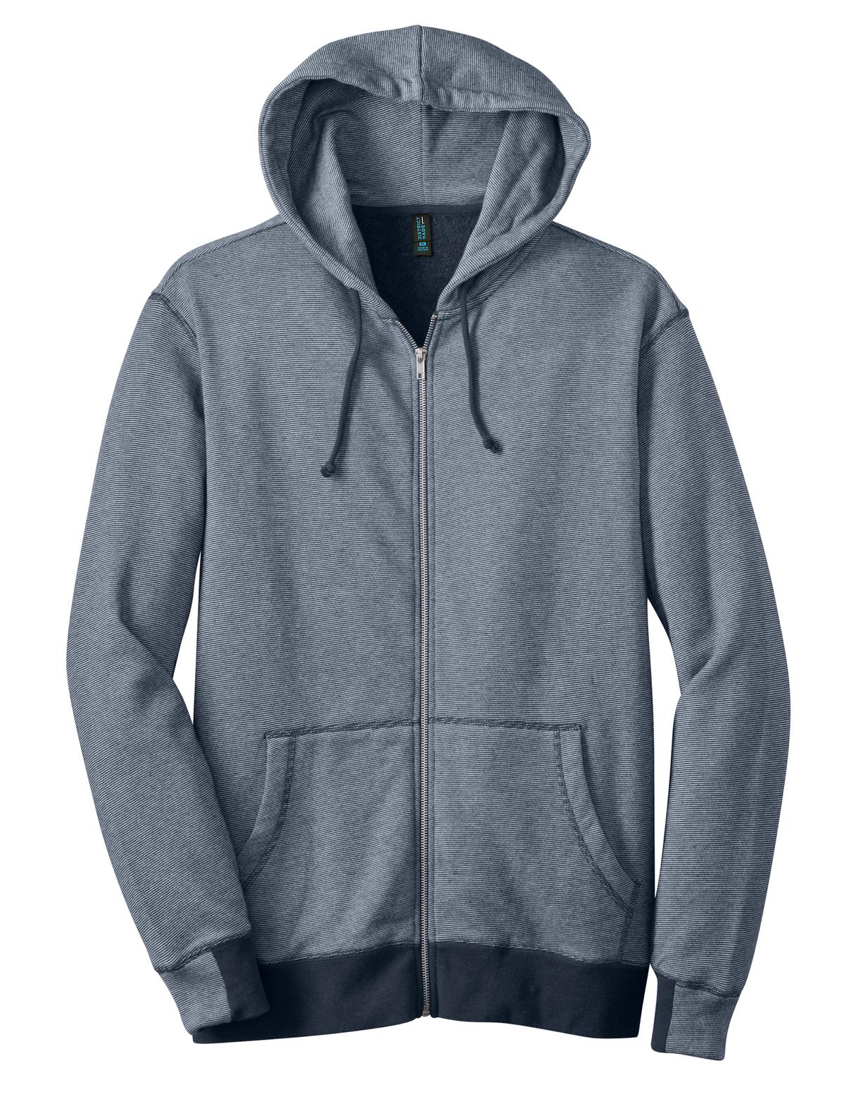 District Made - Men's Mini Stripe Full-Zip Hoodie. DM390 District