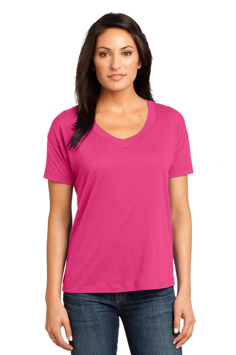 District Made - Ladies Modal Blend Relaxed V-Neck Tee. DM480