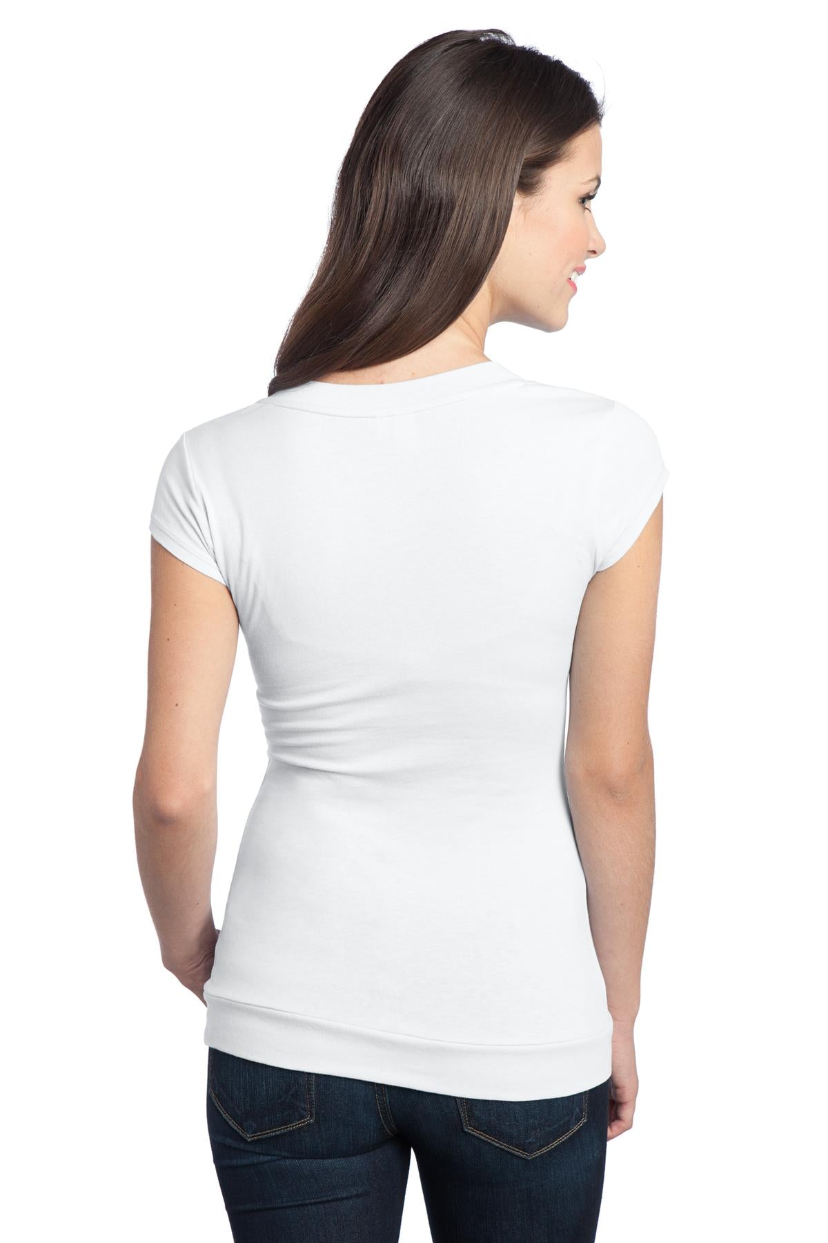 District - Juniors Cotton/Spandex Banded V-Neck Tee. DT247 District