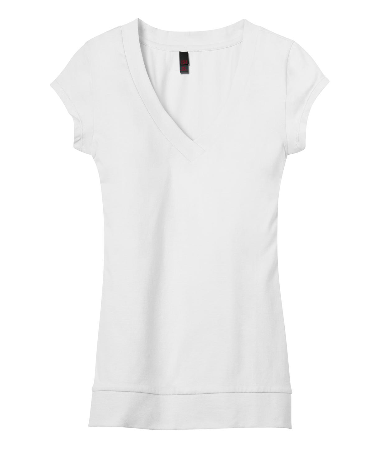 District - Juniors Cotton/Spandex Banded V-Neck Tee. DT247 District