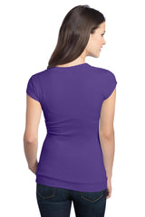 District - Juniors Cotton/Spandex Banded V-Neck Tee. DT247 District