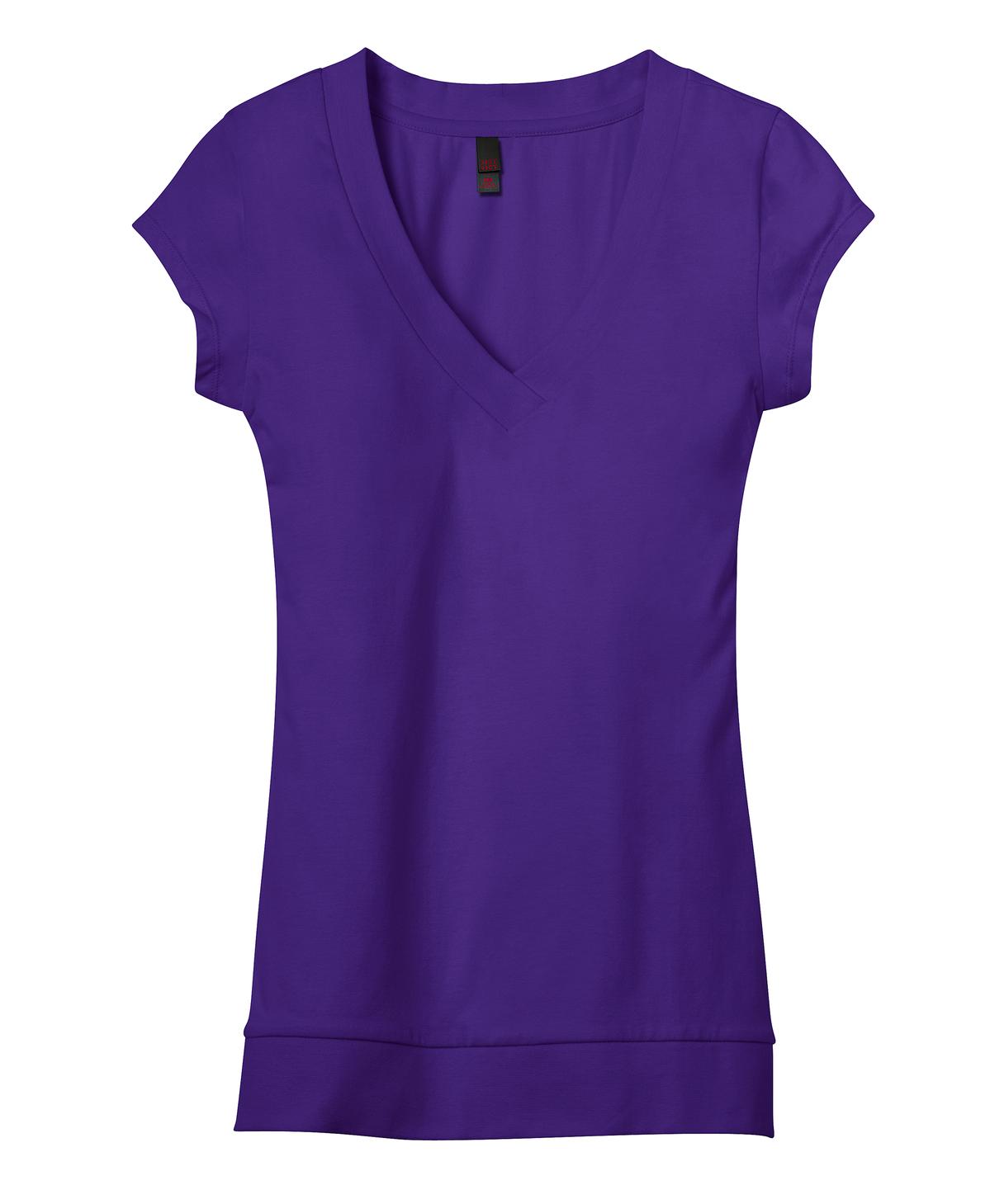 District - Juniors Cotton/Spandex Banded V-Neck Tee. DT247 District