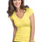 District - Juniors Cotton/Spandex Banded V-Neck Tee. DT247 District