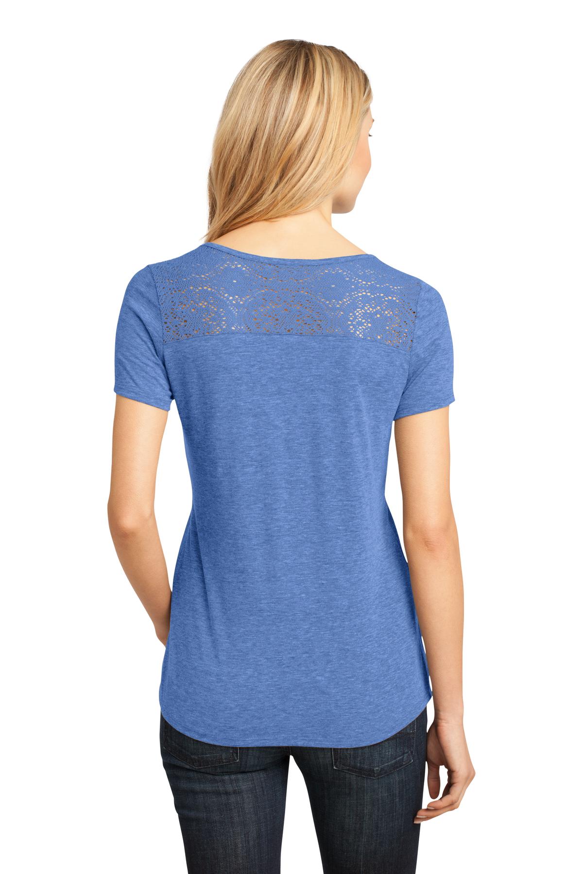 District Ladies Tri-Blend Lace Tee. DM441 District