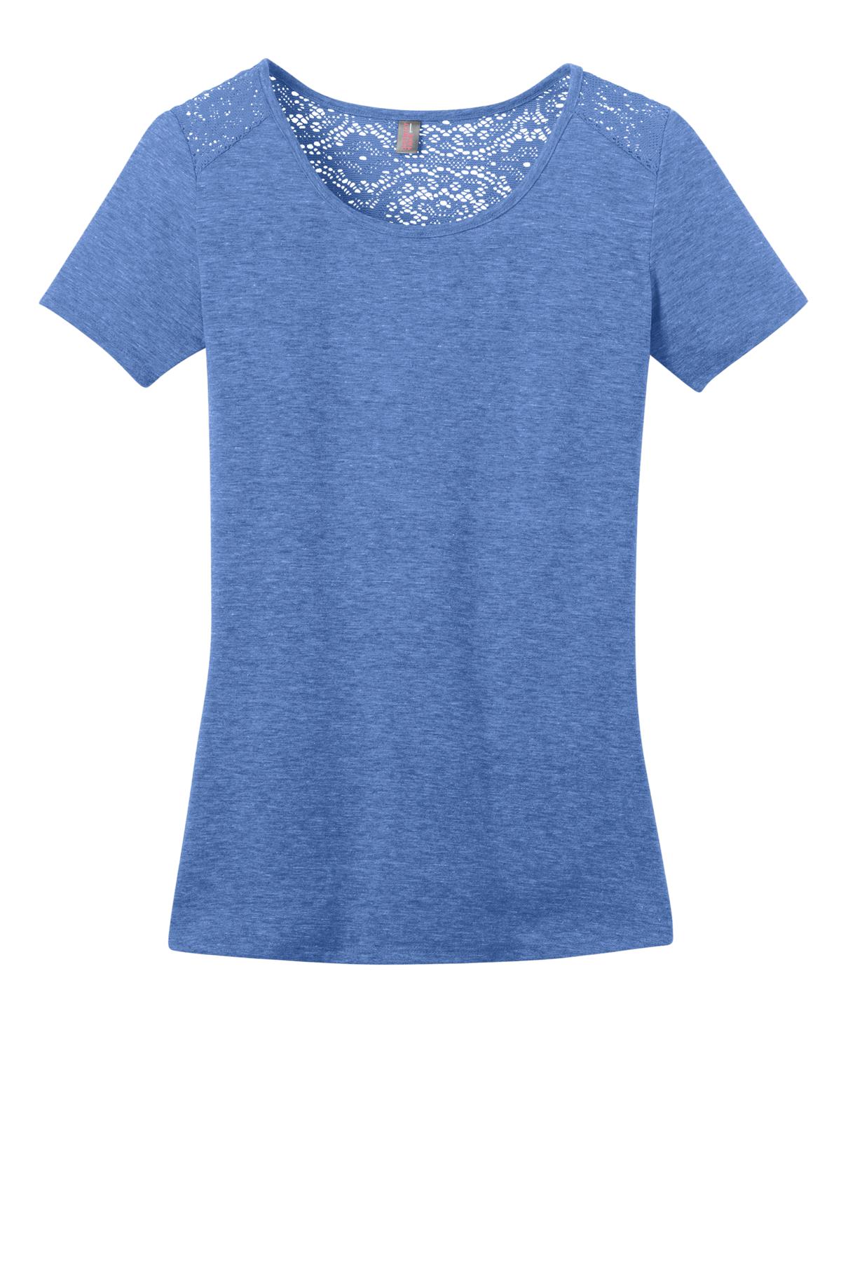 District Ladies Tri-Blend Lace Tee. DM441 District