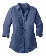 Port Authority Ladies Crosshatch Ruffle Easy Care Shirt. L644