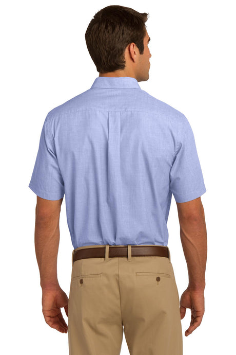 Port Authority Men's Short Sleeve Crosshatch Easy Care Shirt. S656 Mens Apparel Shirts & Tops