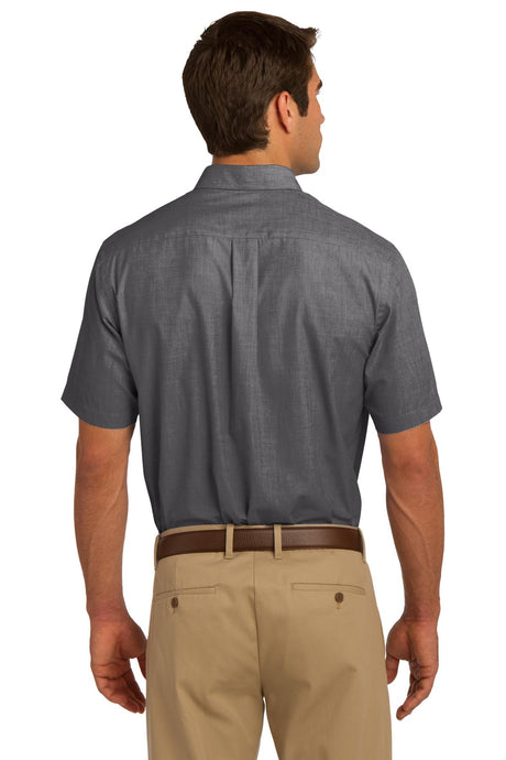 Port Authority Men's Short Sleeve Crosshatch Easy Care Shirt. S656 Mens Apparel Shirts & Tops