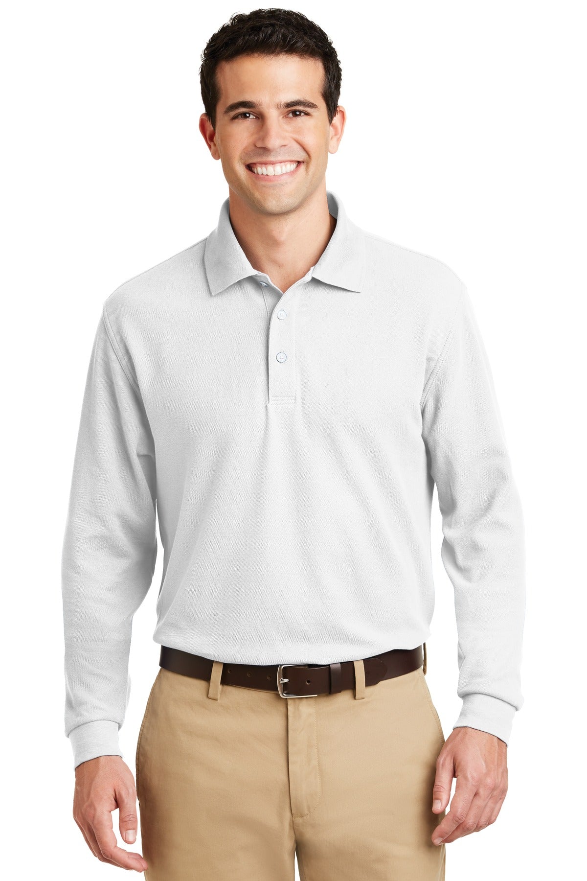 Port Authority Men's Long Sleeve EZCotton Pique Polo. K800LS