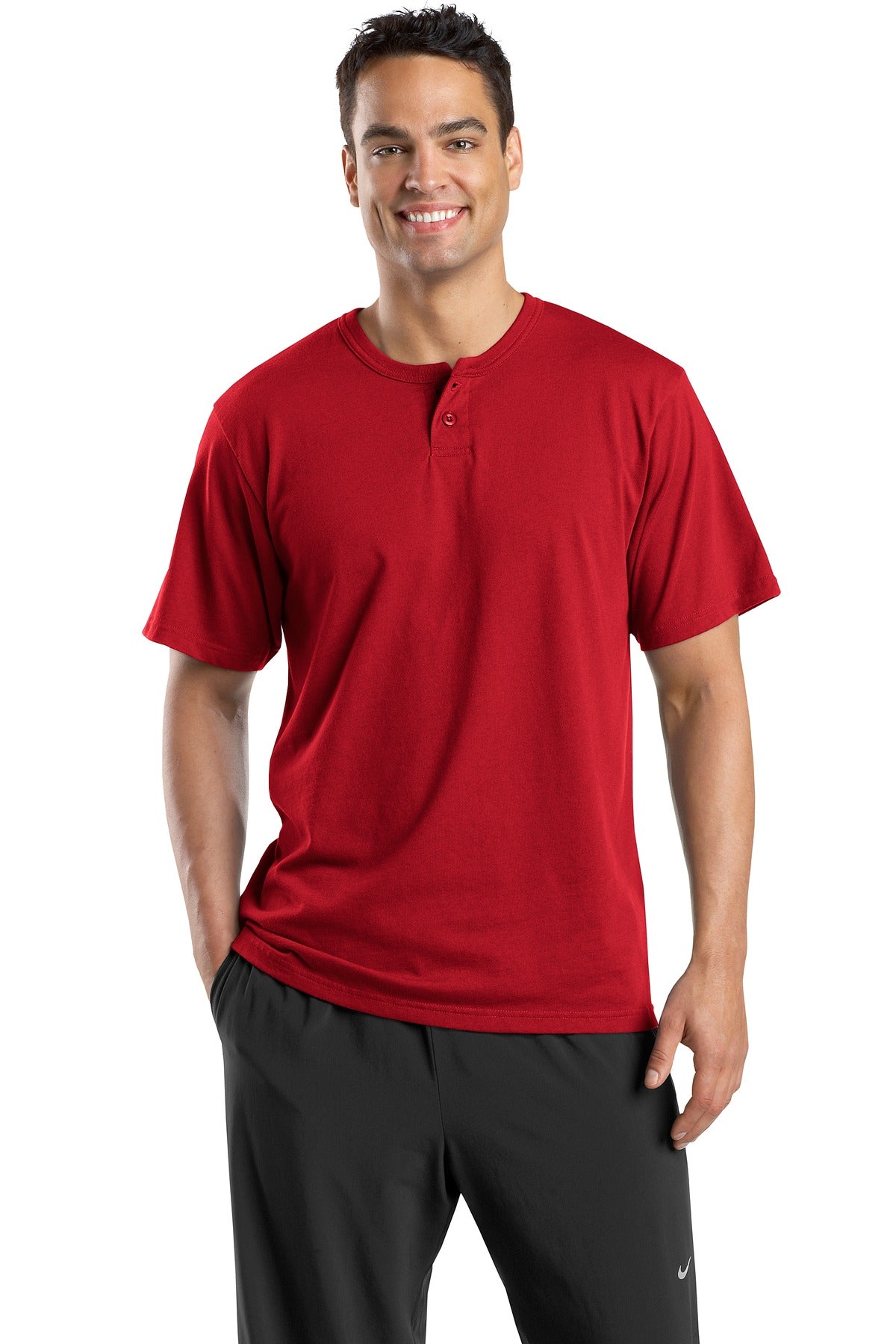 Sport-Tek Men's Short Sleeve Henley.  T210