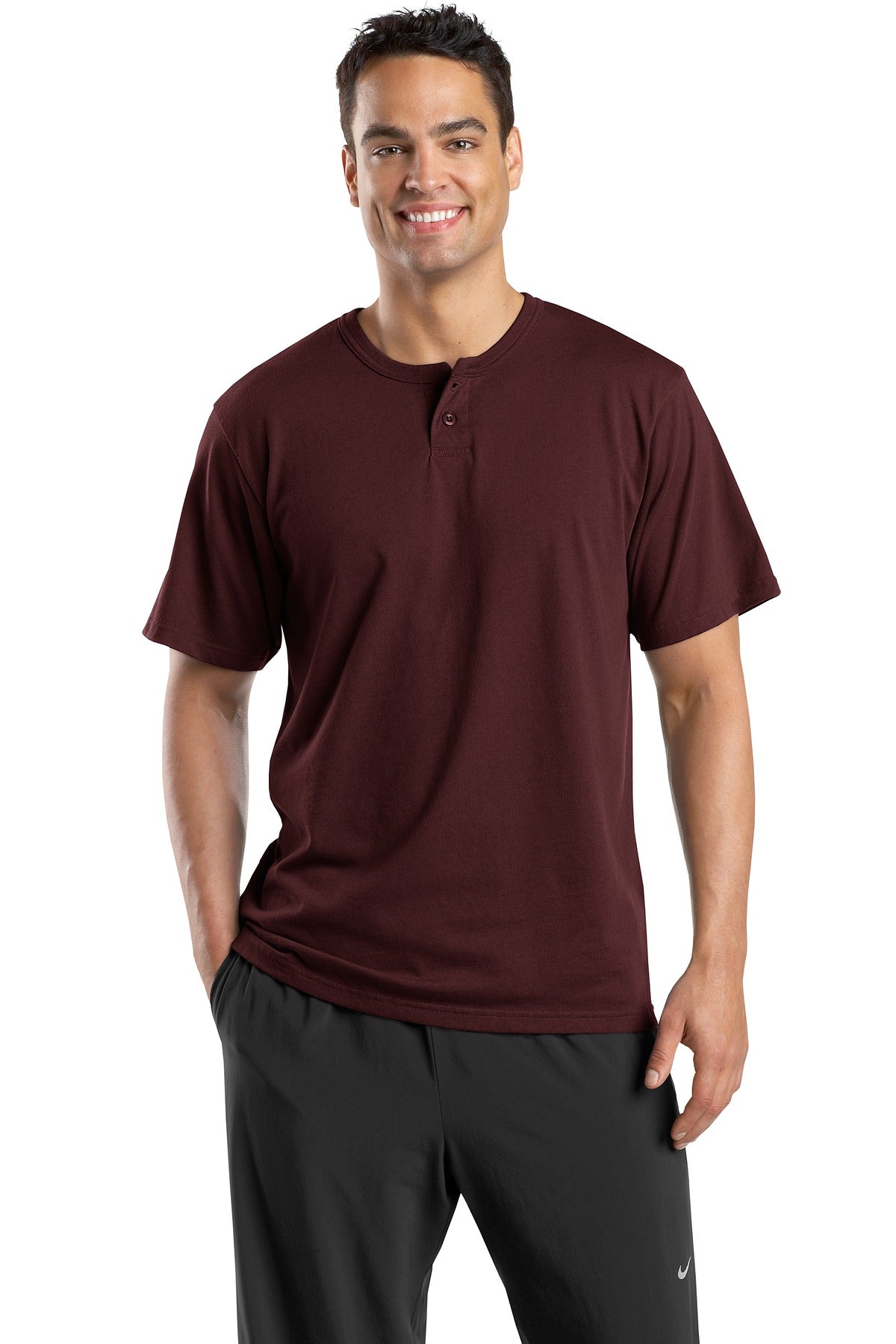 Sport-Tek Men's Short Sleeve Henley.  T210