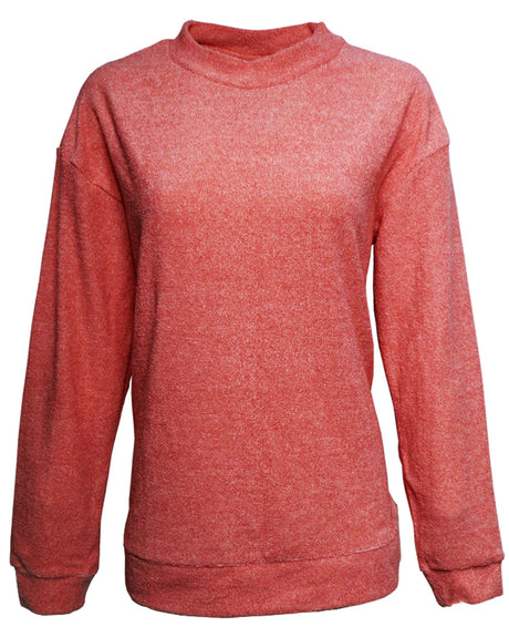 J America Ladies' Weekend French Terry Mock Neck Crew J America