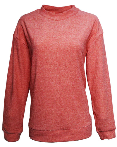 J America Ladies' Weekend French Terry Mock Neck Crew