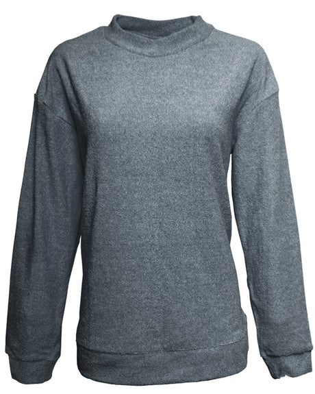J America Ladies' Weekend French Terry Mock Neck Crew J America