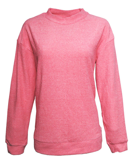 J America Ladies' Weekend French Terry Mock Neck Crew J America