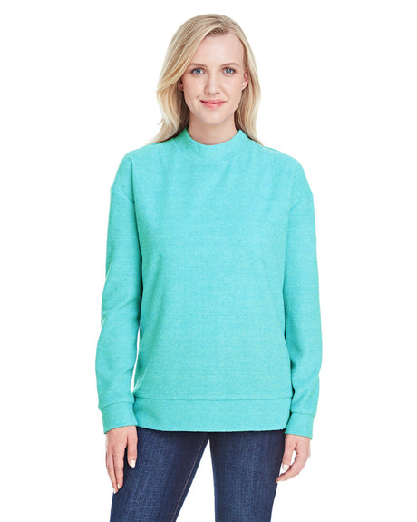 J America Ladies' Weekend French Terry Mock Neck Crew J America