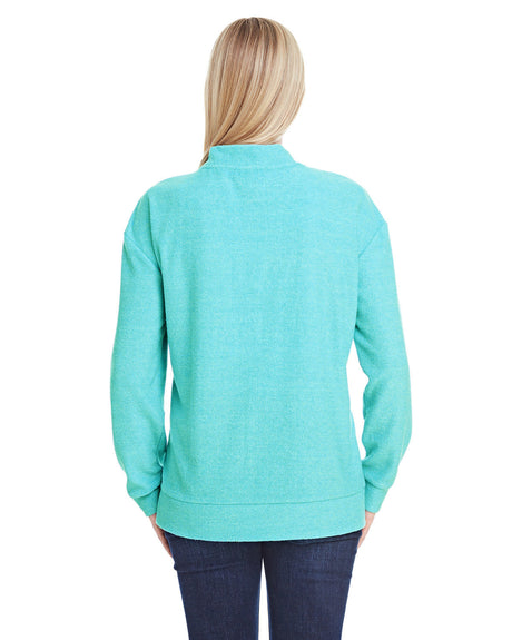 J America Ladies' Weekend French Terry Mock Neck Crew J America