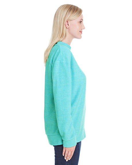 J America Ladies' Weekend French Terry Mock Neck Crew J America