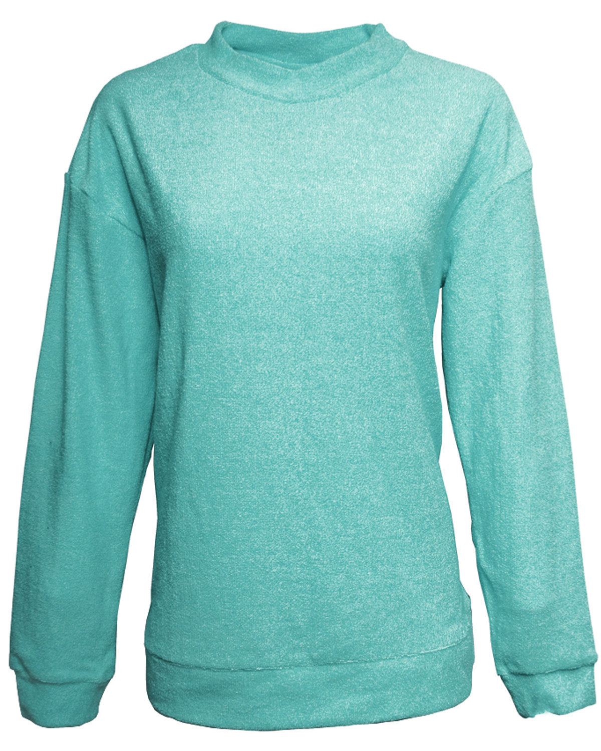 J America Ladies' Weekend French Terry Mock Neck Crew J America