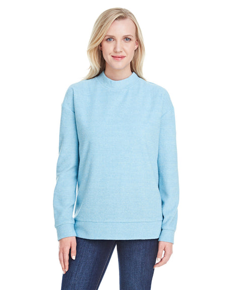 J America Ladies' Weekend French Terry Mock Neck Crew J America