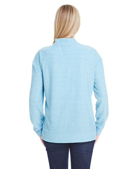J America Ladies' Weekend French Terry Mock Neck Crew J America