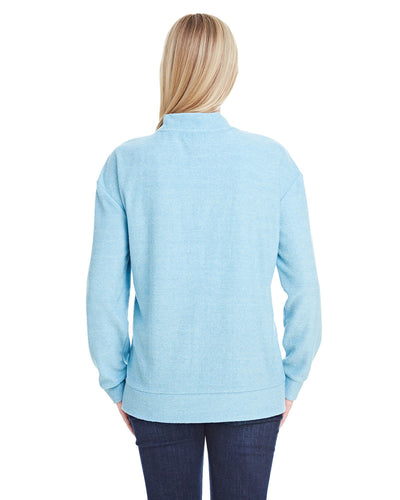 J America Ladies' Weekend French Terry Mock Neck Crew