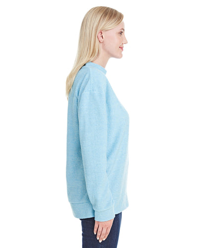 J America Ladies' Weekend French Terry Mock Neck Crew