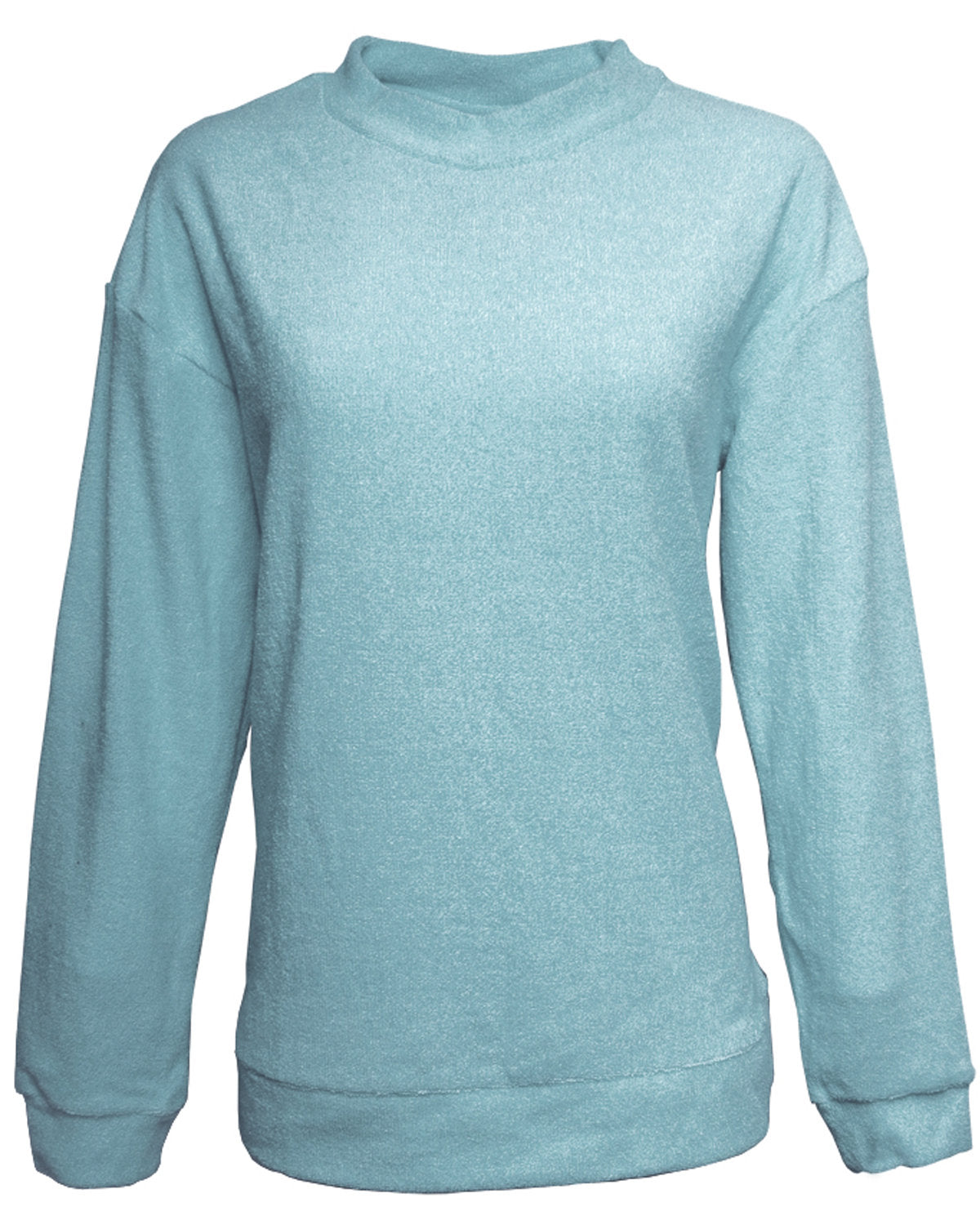 J America Ladies' Weekend French Terry Mock Neck Crew J America