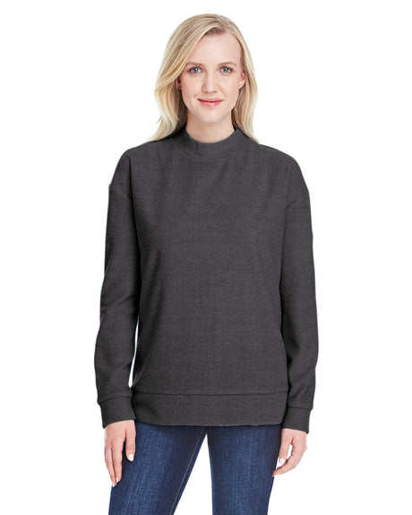 J America Ladies' Weekend French Terry Mock Neck Crew J America