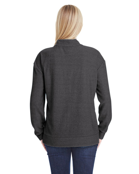 J America Ladies' Weekend French Terry Mock Neck Crew J America