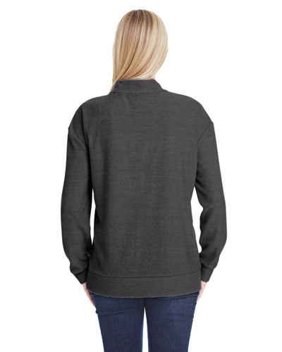 J America Ladies' Weekend French Terry Mock Neck Crew