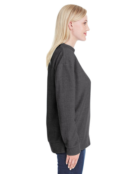 J America Ladies' Weekend French Terry Mock Neck Crew J America