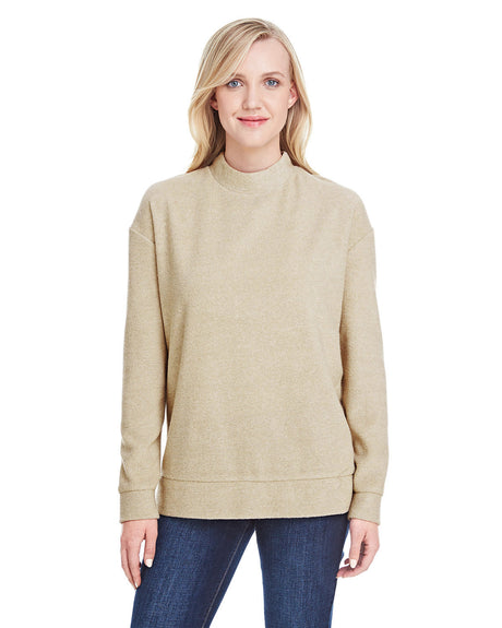 J America Ladies' Weekend French Terry Mock Neck Crew J America