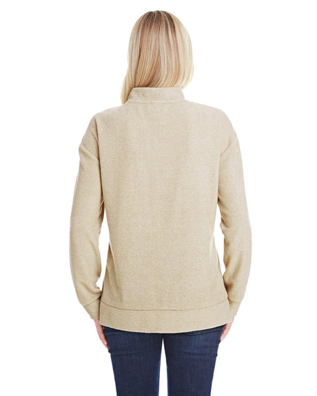 J America Ladies' Weekend French Terry Mock Neck Crew J America